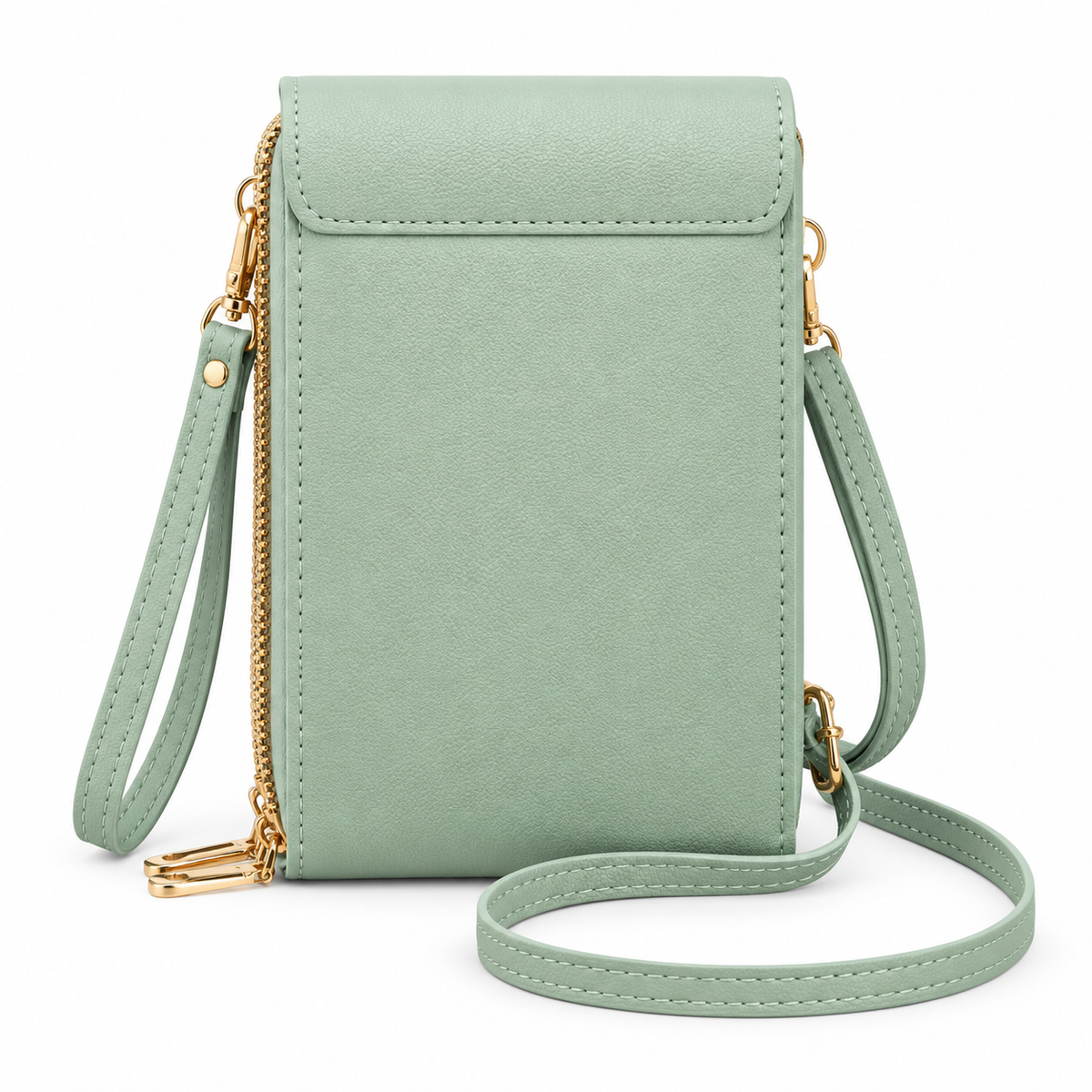 Mint Green Textured Crossbody Phone Bag