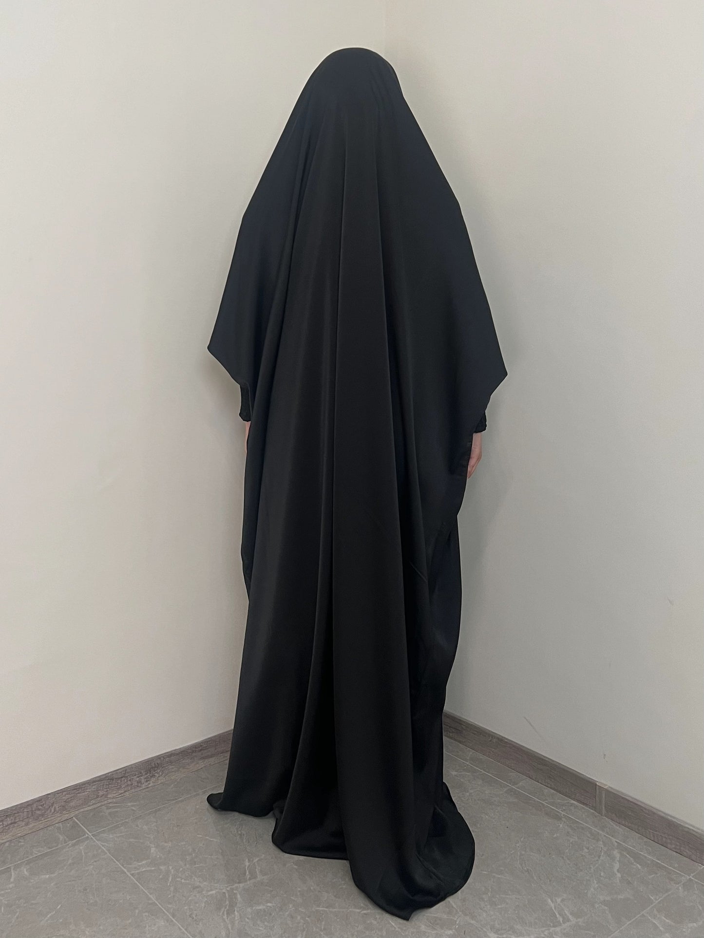 [Satin Modesty Dress] Free Size Satin One Piece Modesty Abaya Burkha - Jilbab Niqab Attached