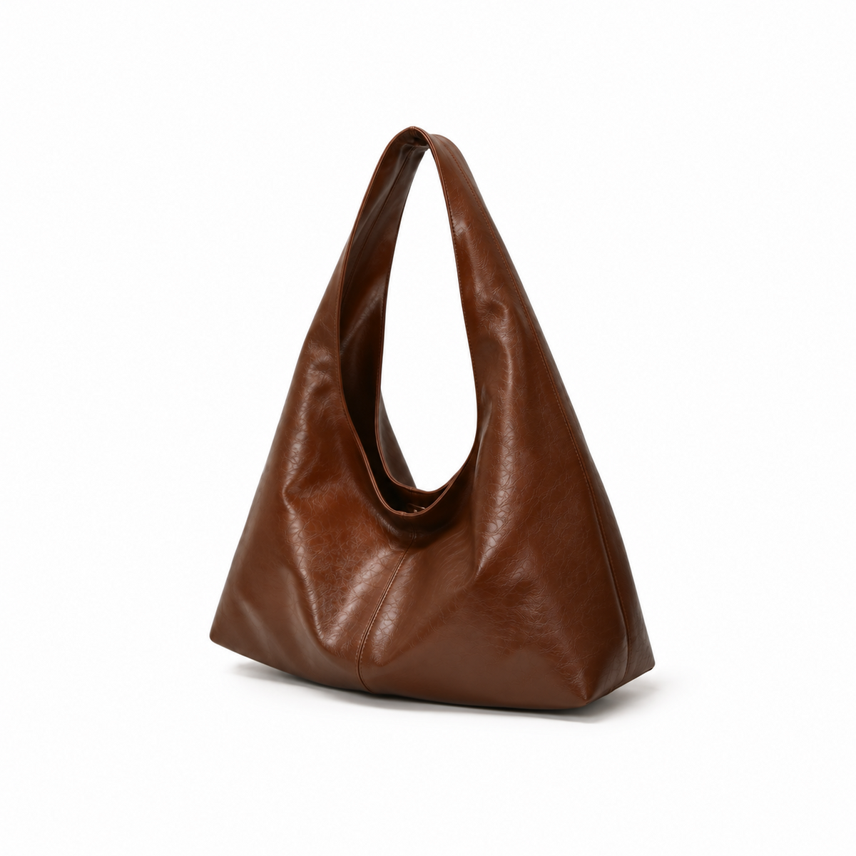 Brown Slouchy Leather Hobo Shoulder Bag