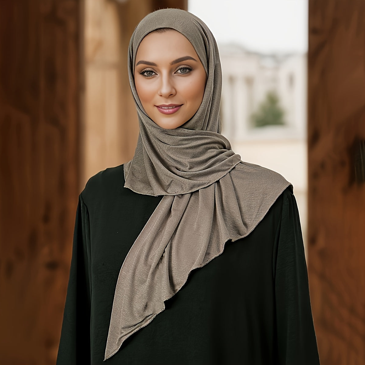 1pc Women's Lightweight Adjustable Headscarf - Wind & Machine Washable, Non-Stretch Fabric for Ramadan, Daily Travel & Modest Fashion (Black), Hijab Accessories, Solid Color Hijab