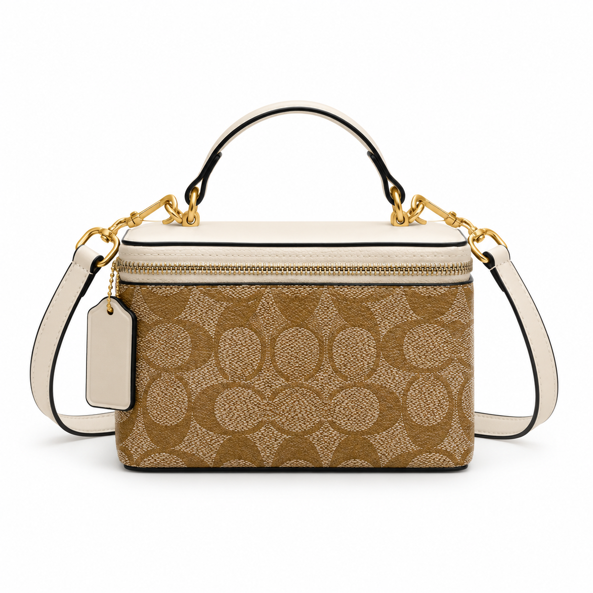 Elegant Tan Monogram Crossbody Vanity Bag