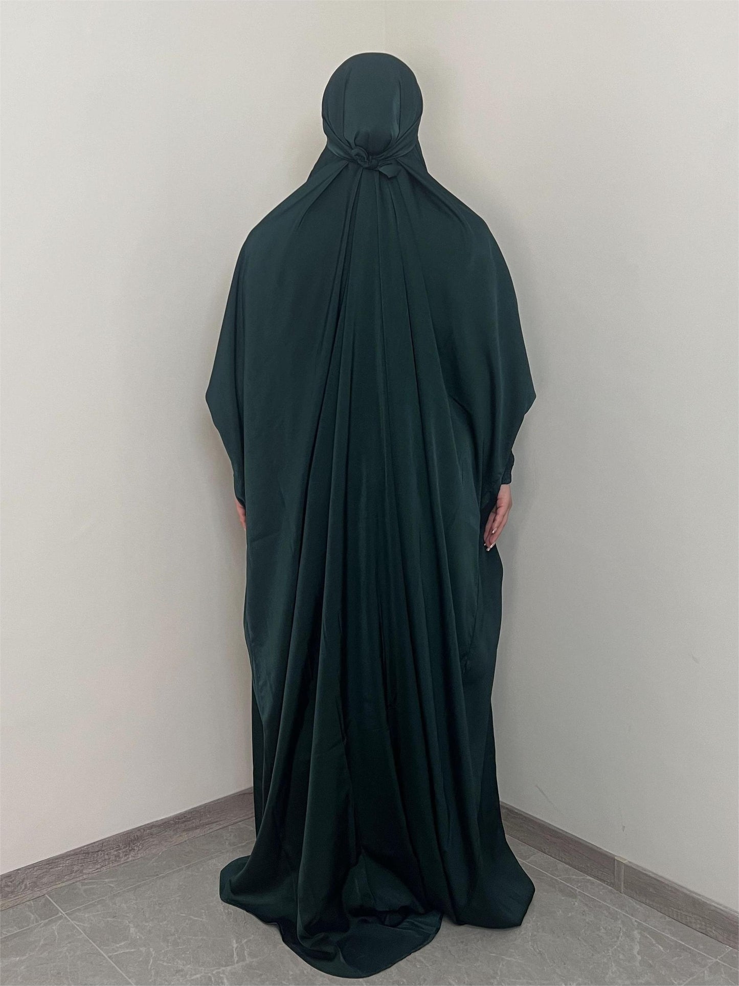 [Satin Modesty Dress] Free Size Satin One Piece Modesty Abaya Burkha - Jilbab Niqab Attached