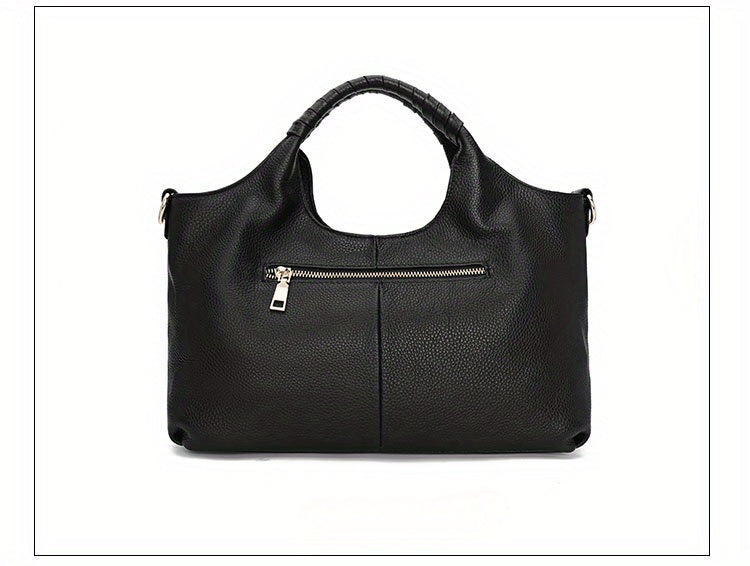Genuine Leather Women’s Handbag - Soft Cowhide Crossbody & Shoulder Bag with Zipper Closure