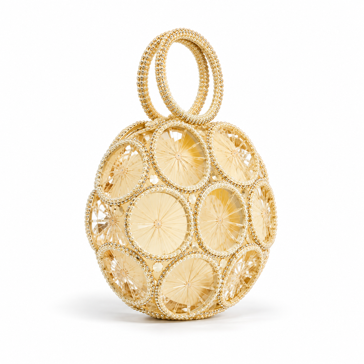Golden Crystal Orb Evening Clutch Bag