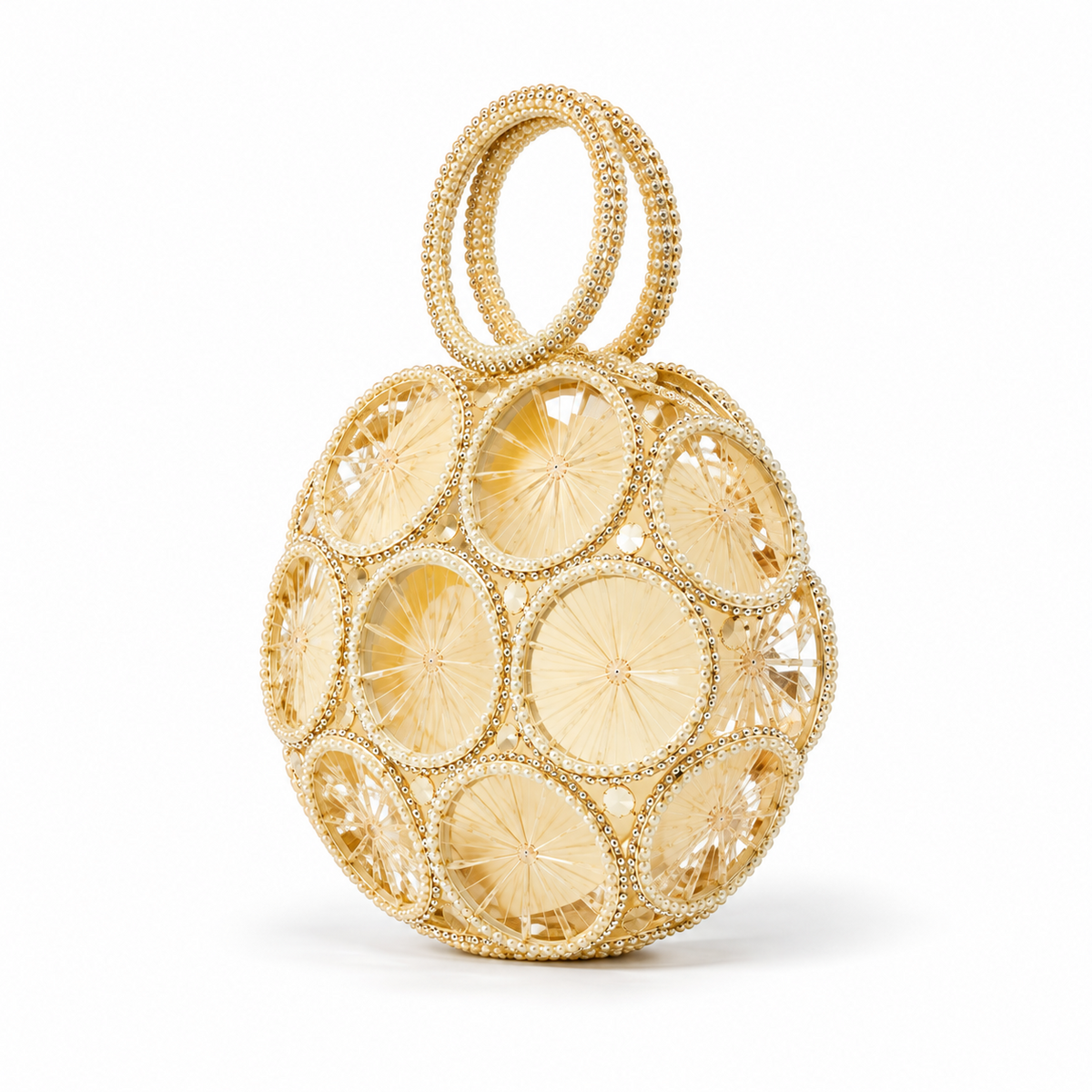Golden Crystal Orb Evening Clutch Bag
