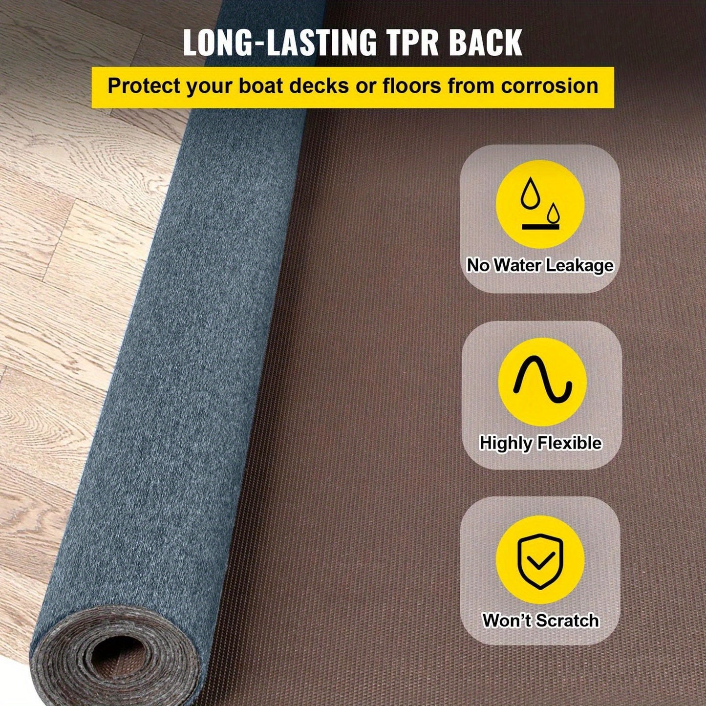 Gray Marine Carpet 6 ft x 29.5 ft Boat Carpet Rugs Indoor Outdoor Medium Rugs for Patio Deck Anti-Slide TPR Water-Proof Back Outdoor Marine Carpeting Outdoor Carpet