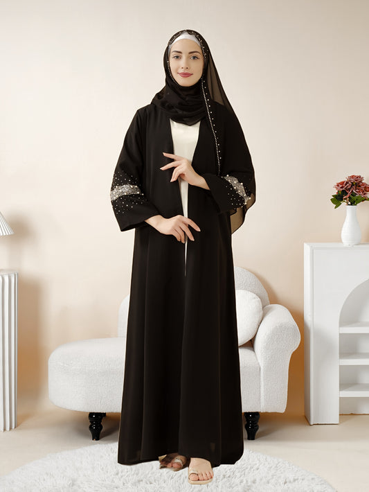 1pc Muslim Eid Al-Adha Long Scarf Arabic Abaya Set, Two-Piece Islamic Women's Ramadan Eid Prayer Dress, Holy Commemoration Robe, Global Spring Summer Comfortable Covering Outfit