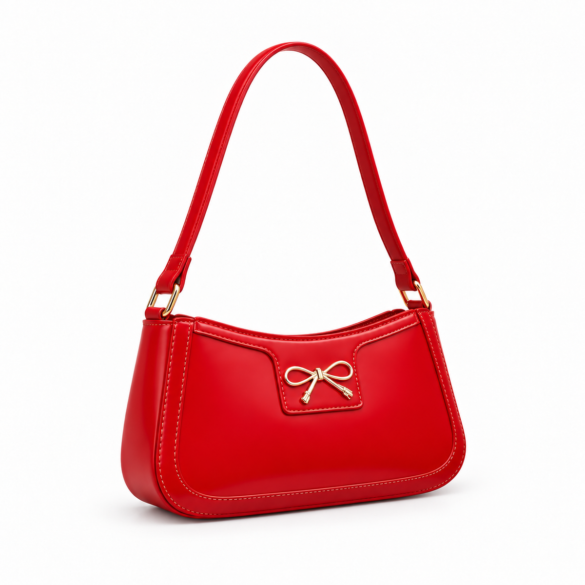 Elegant Red Bow Shoulder Bag