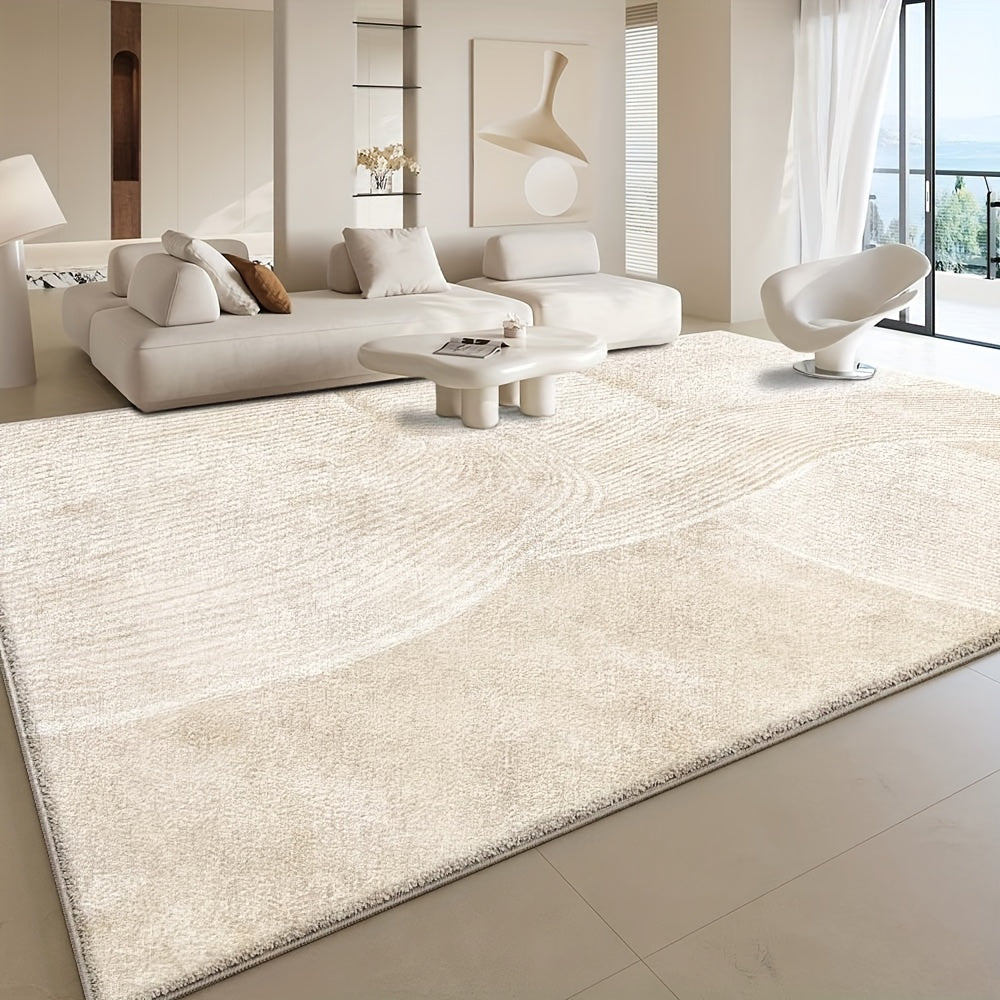 Velvet/850g/m² Velvet Nordic Style for Entryway, Backyard, and Sofa - Warm Cream Tone with a Strong Oceanic Aura. This Rug Brings a Mediterranean Feel to Your Home. Machine Washable, Non-slip, and Soft. Suitable for Bedroom,