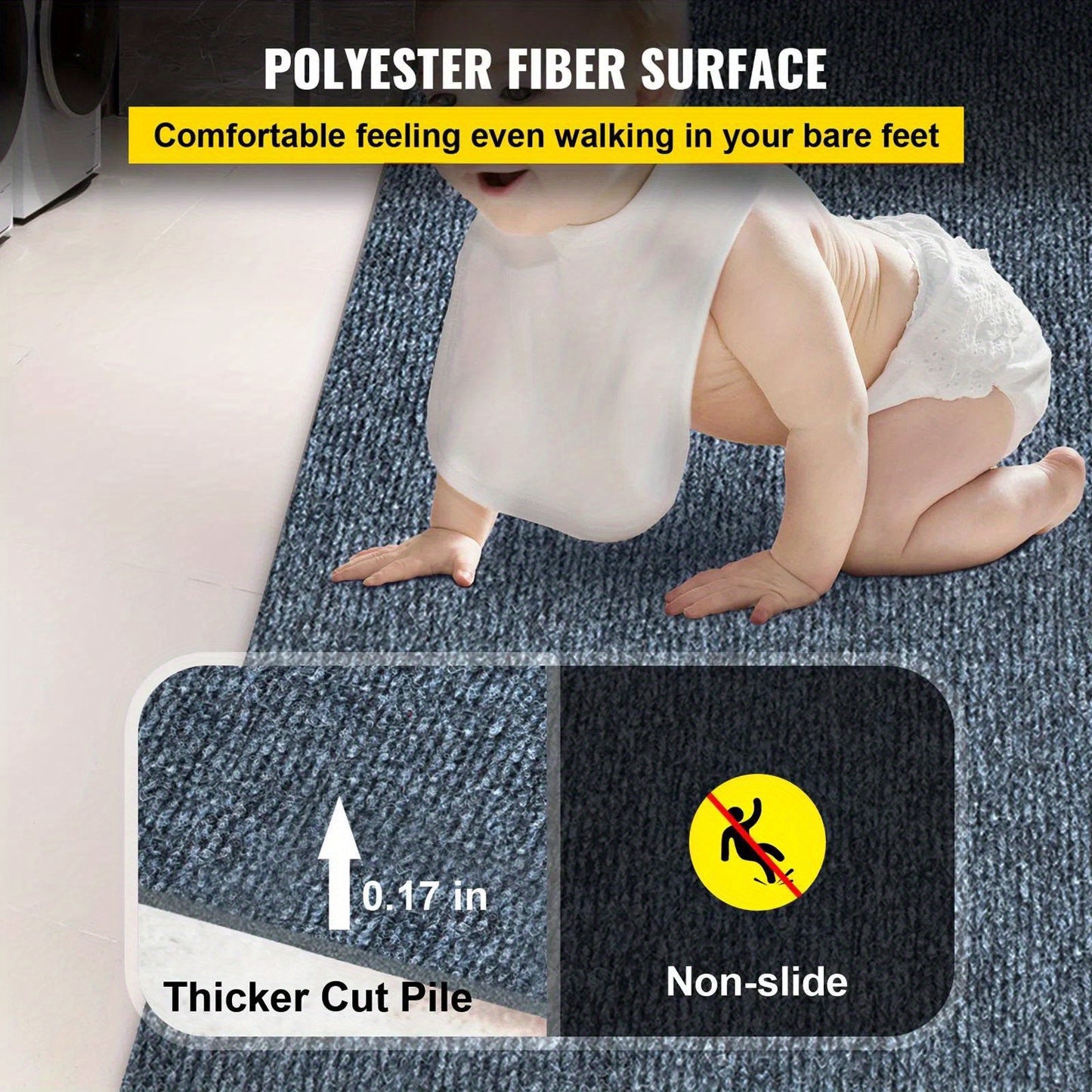 Gray Marine Carpet 6 ft x 29.5 ft Boat Carpet Rugs Indoor Outdoor Medium Rugs for Patio Deck Anti-Slide TPR Water-Proof Back Outdoor Marine Carpeting Outdoor Carpet