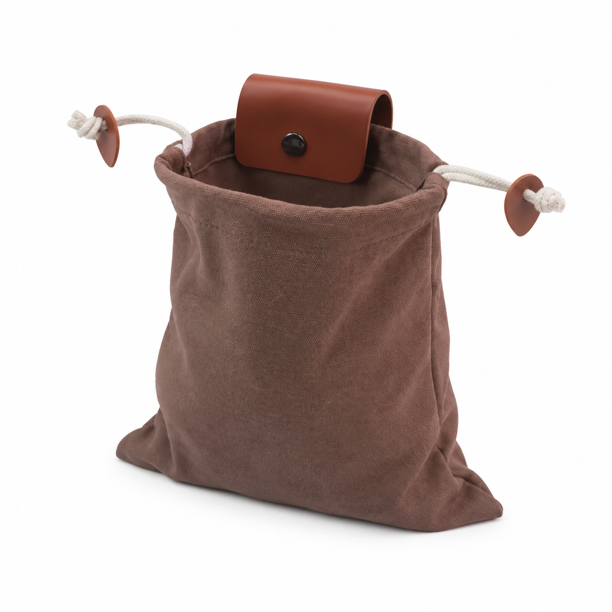 Brown Drawstring Waist Belt Attachment Pouch