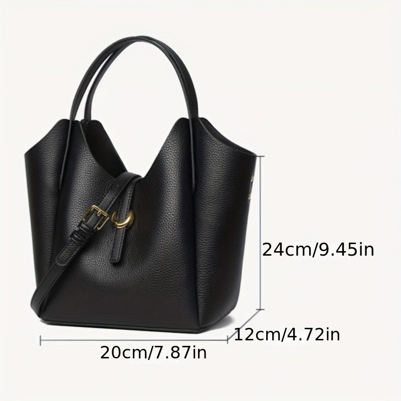 Leather Tote Bag for Women, Large Capacity, Classic Versatile Handbag with Zipper Closure, Edge Paint Detail, Perfect for Office Commute - Mixed Color