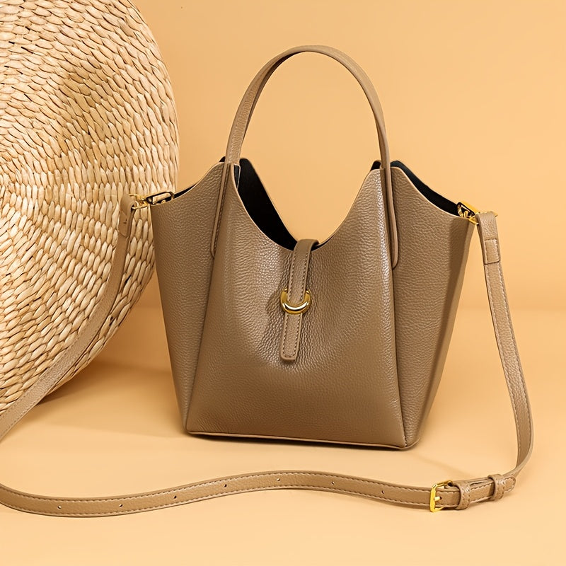 Leather Tote Bag for Women, Large Capacity, Classic Versatile Handbag with Zipper Closure, Edge Paint Detail, Perfect for Office Commute - Mixed Color