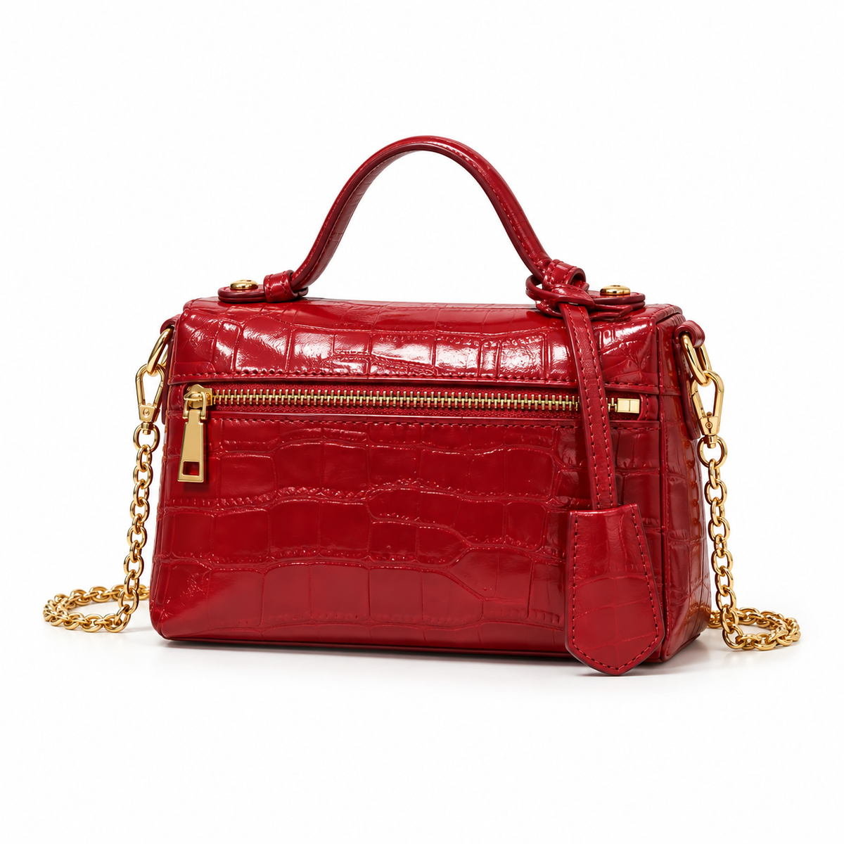 Elegant Crocodile Embossed Chain Crossbody Bag