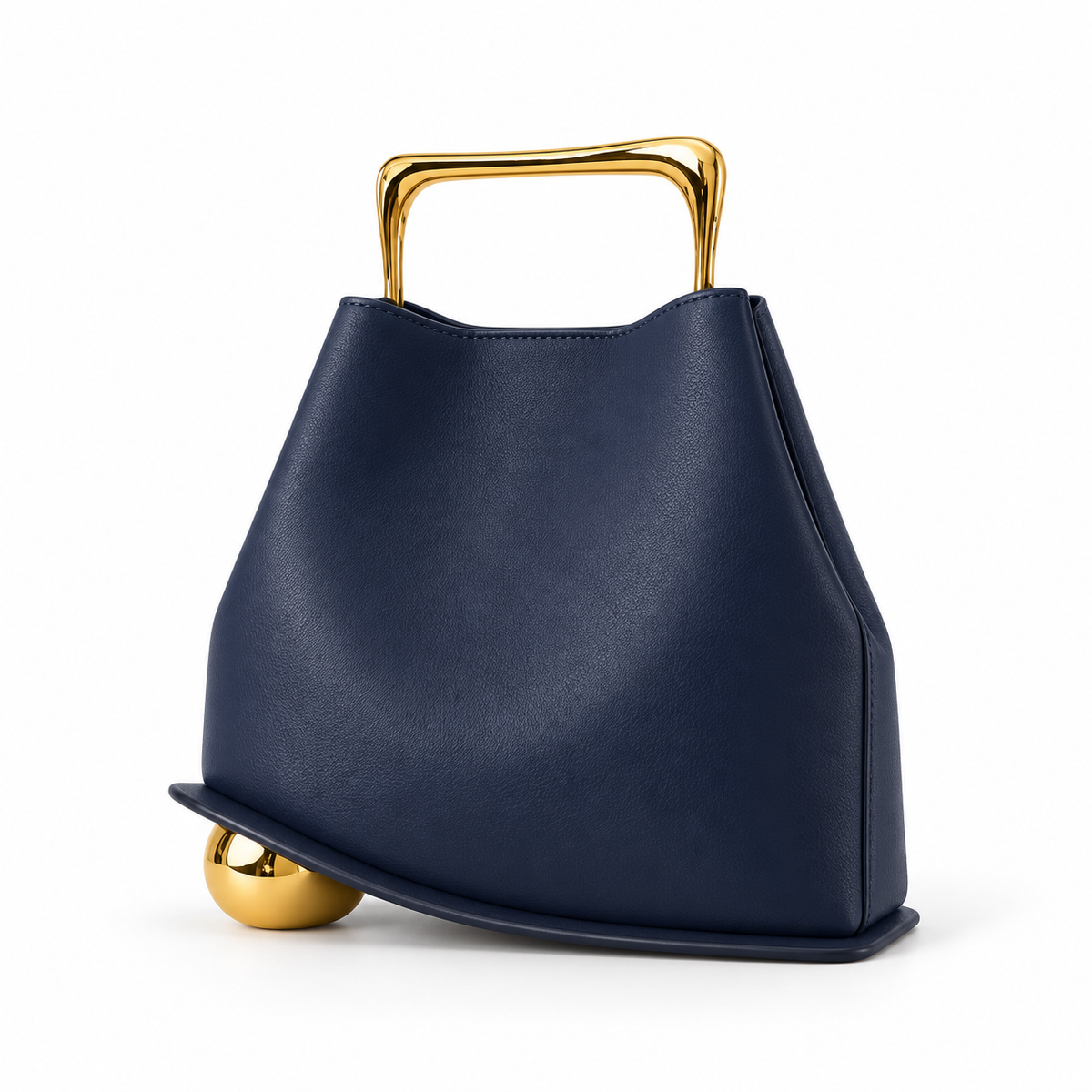 Navy Blue Leather Evening Statement Clutch