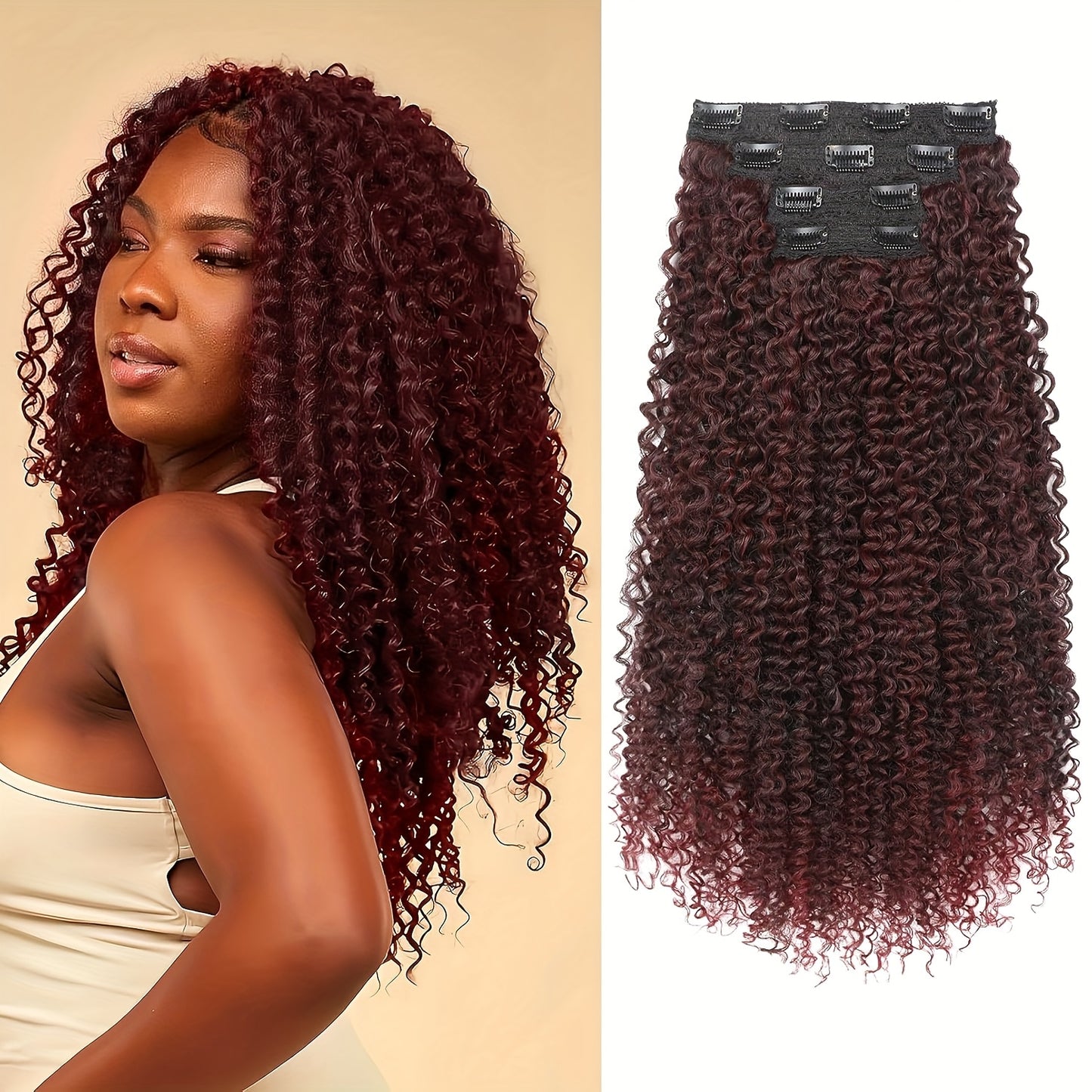 Clip In Hair Extensions, 20inch 4pcs One Hundred Percent Pure Protein Hair Extensions for Women Long Soft Curly Hair Extension Hairpiece
