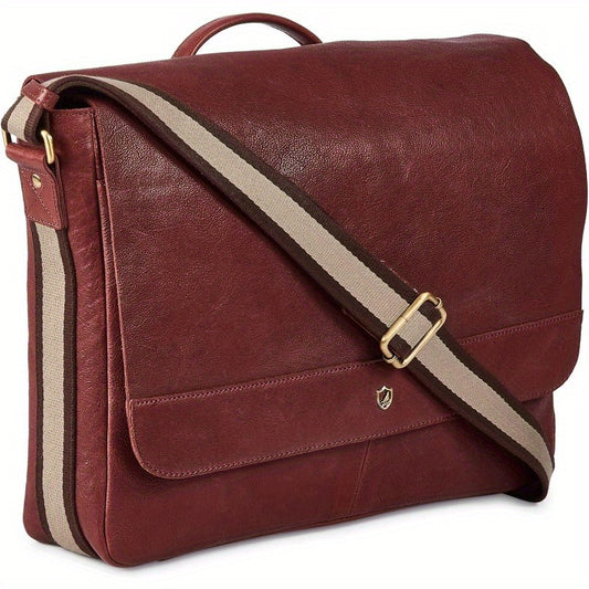 Handmade Real Top Grain Leather Laptop Bag for Men & Women - Distressed Vintage Messenger Satchel with Padded 14" Laptop & 9.7" Tablet Sleeves