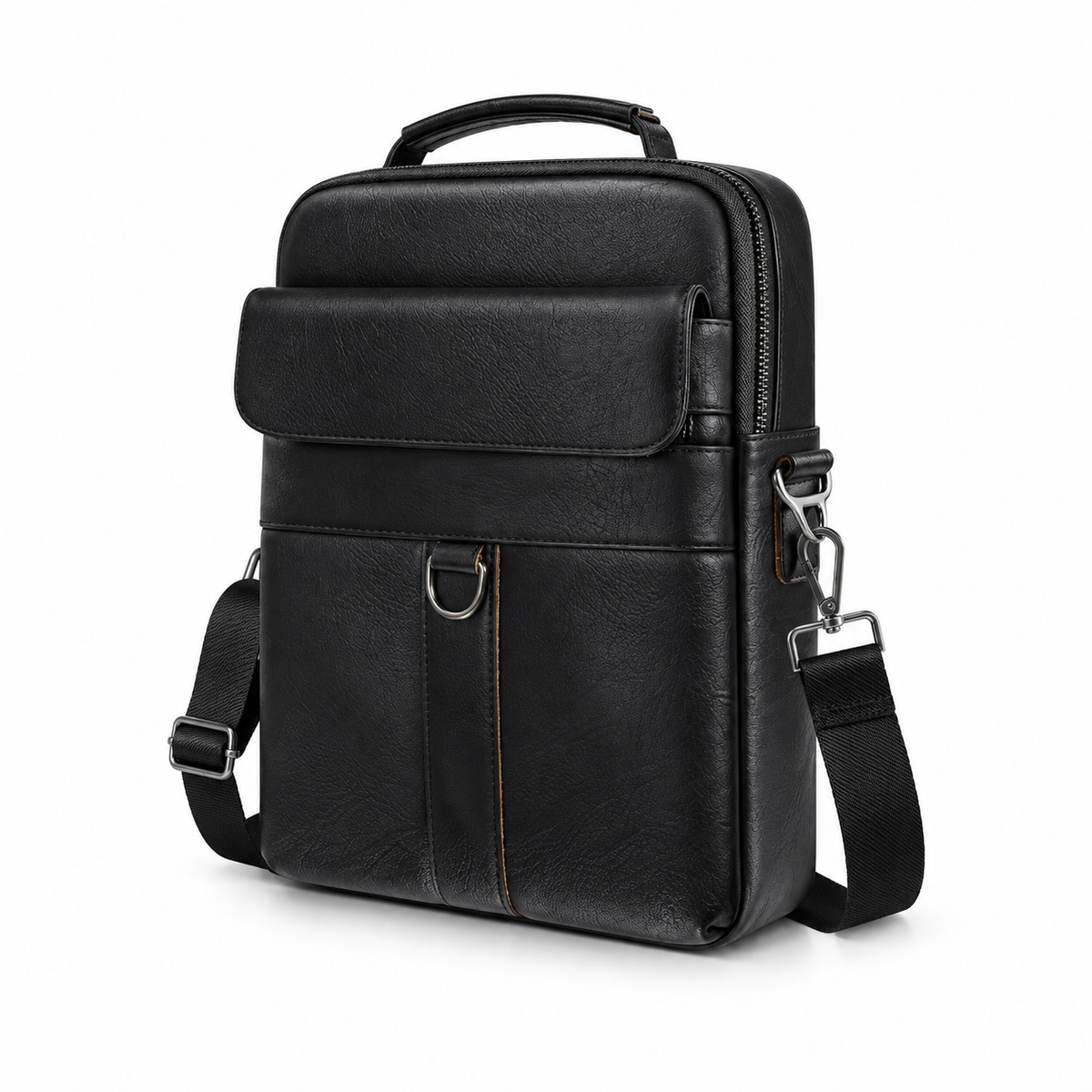 Black Leather Laptop Bag With Strap