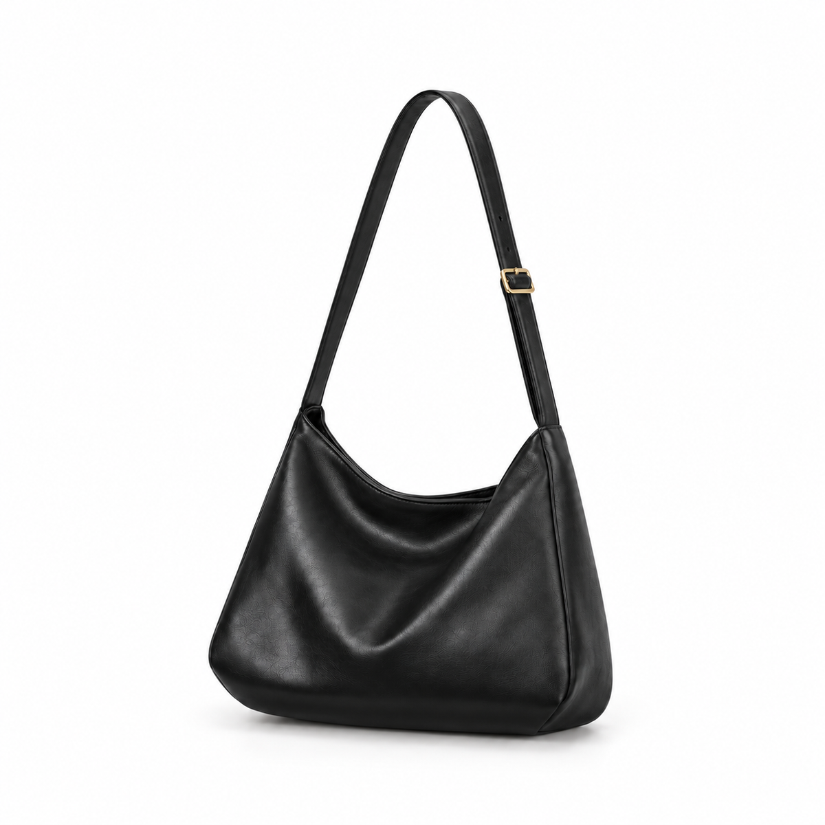 Elegant Black Slouchy Adjustable Crossbody Bag