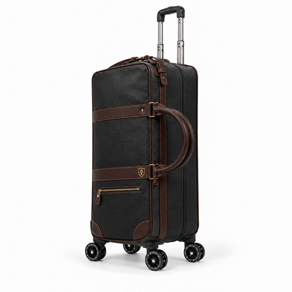 Classic Black Brown Trim Trolley Bag