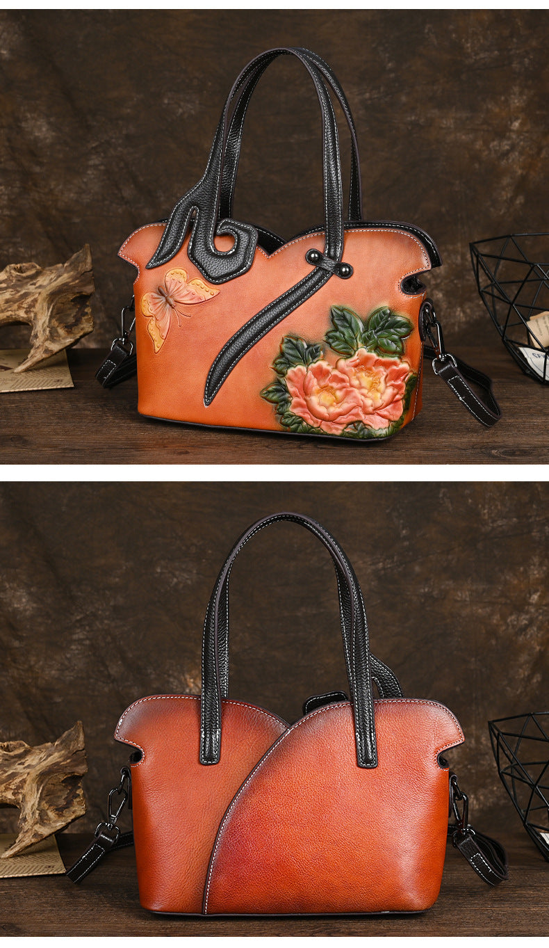 Leather Women's Handbag, Vintage One-Shoulder Crossbody Bag, Women's Cheongsam Bag Chinese Style