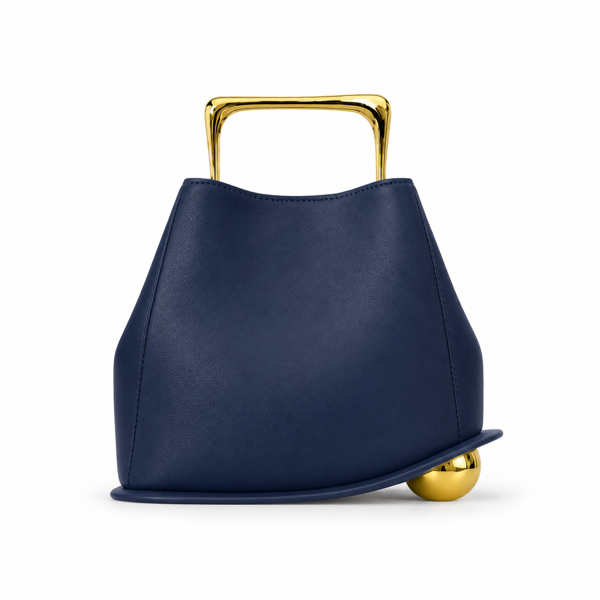 Navy Blue Leather Evening Statement Clutch