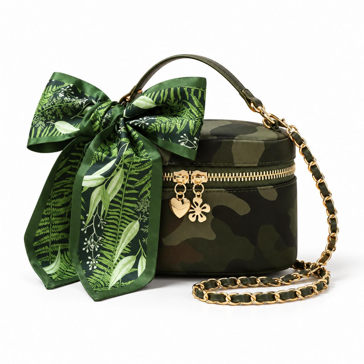 Green Camouflage Bow Chain Crossbody Bag