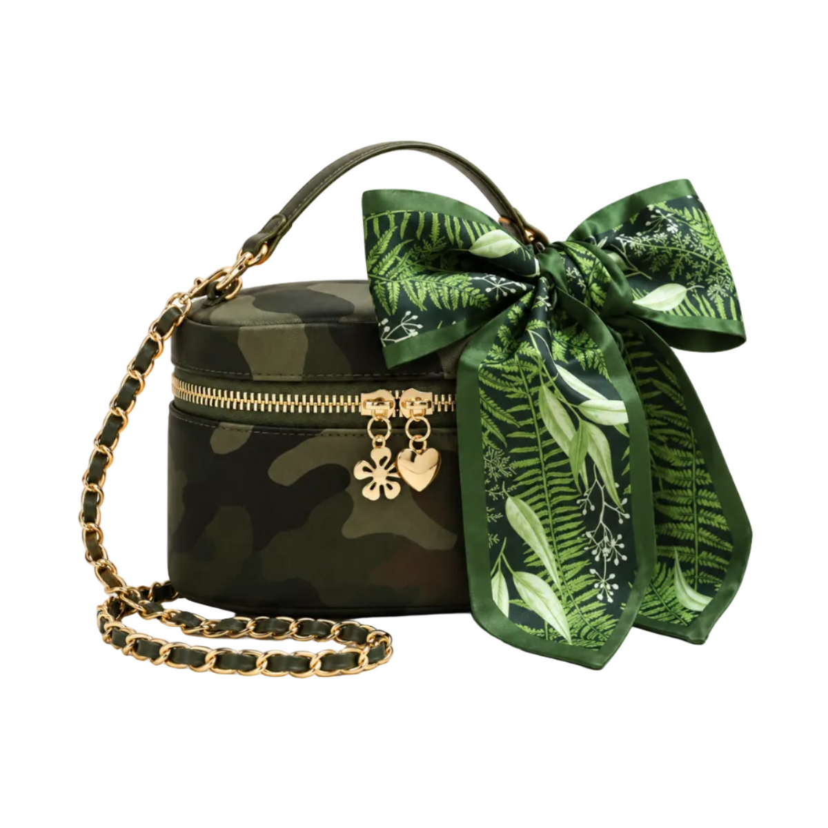 Green Camouflage Bow Chain Crossbody Bag