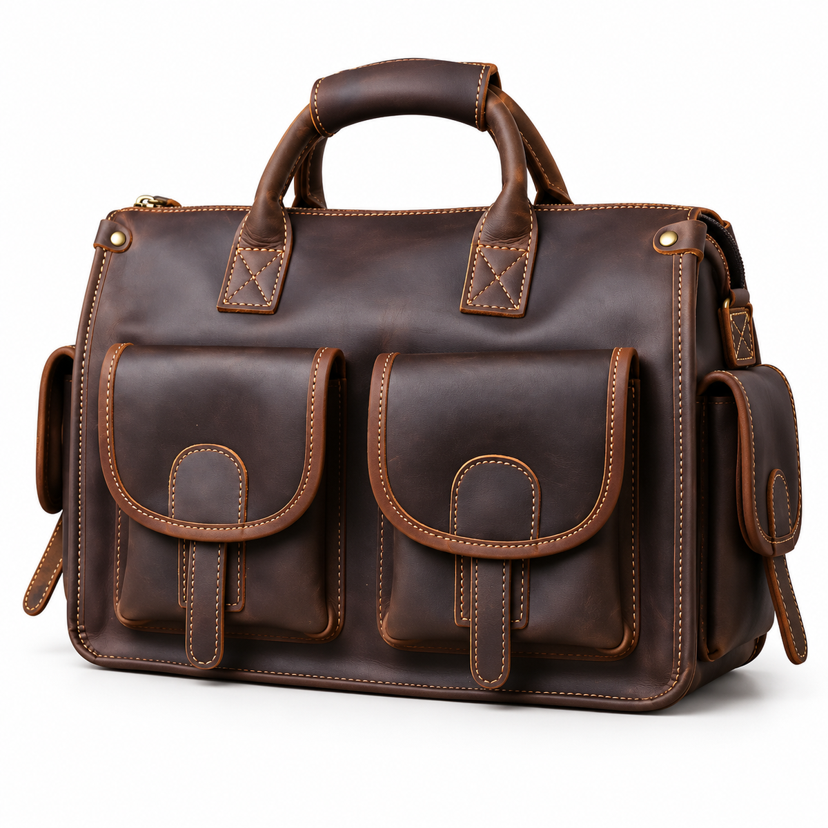 Classic Dark Brown Multi Pocket Briefcase