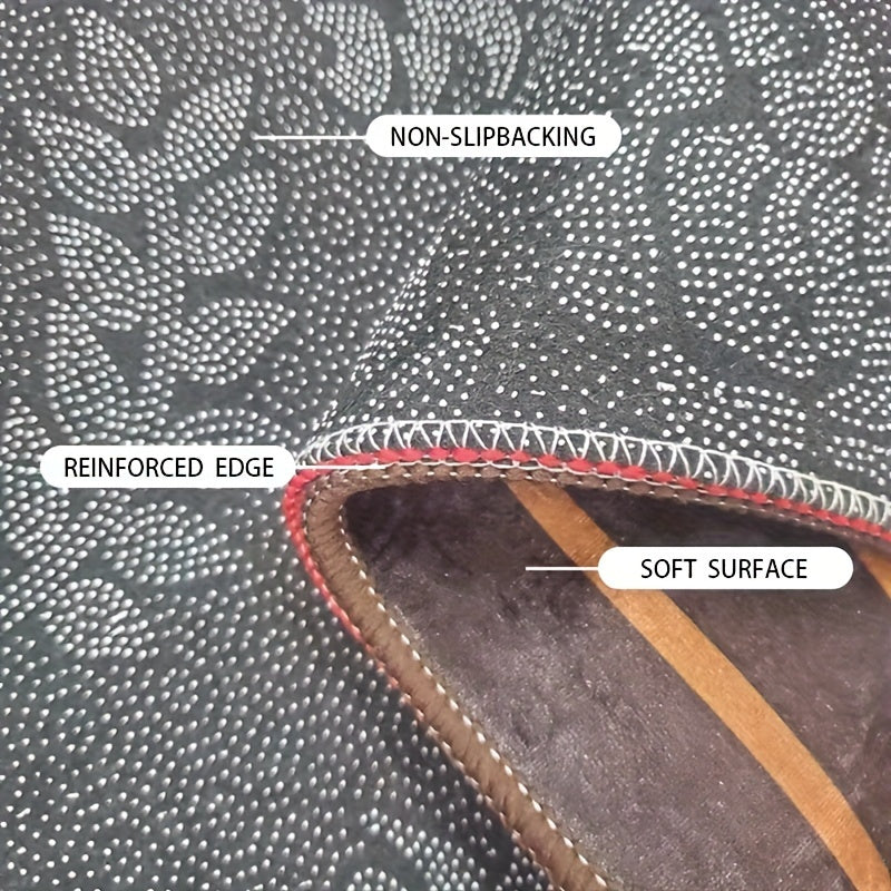This Is a Soft Area Rug Featuring a Light-Colored Design Inspired by Beach Elements, Made of Golden Diamond Velvet with an 800G Per Square Meter Weight. It Has a Non-Slip Point Plastic Backing with a Patterned Design