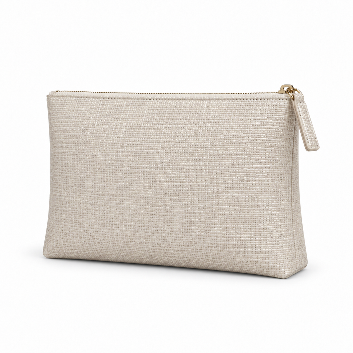 Ivory Woven Texture Zip Clutch Bag