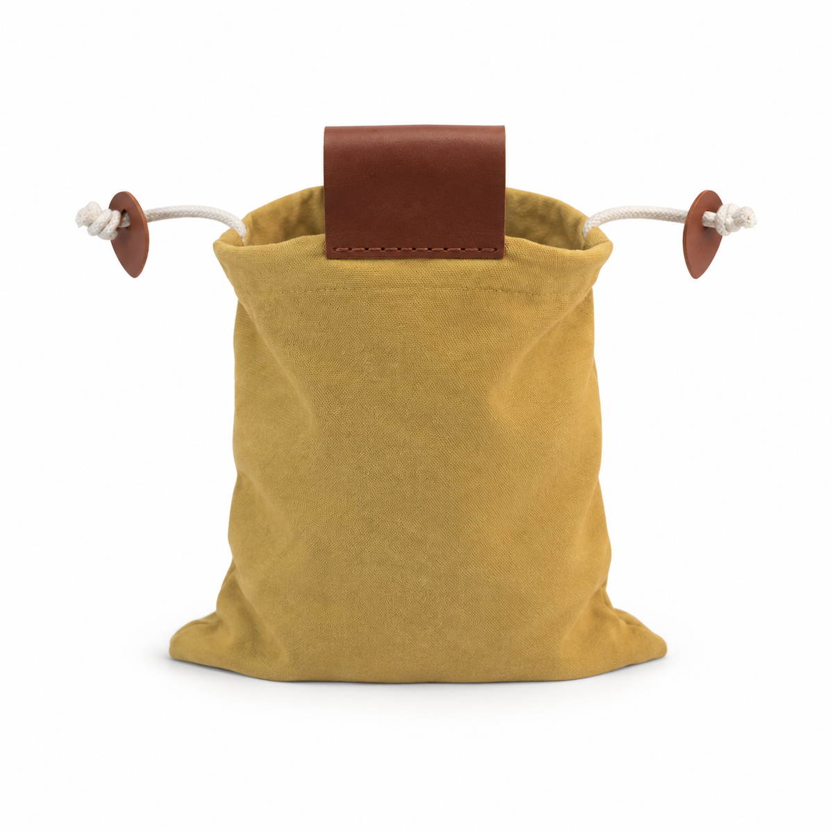 Khaki Fabric Drawstring Waist Belt Pouch