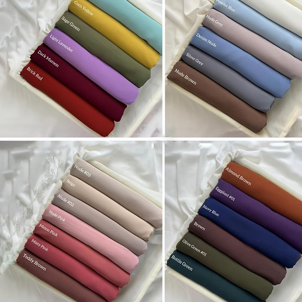 6pcs Women's Breathable Satin Bamboo Jersey Hijab Scarves - Non-Stretch Snug Fit, 10 Solid Colors for Ramadan & Modest Fashion, Premium Woven Satin Fabric, Hand Wash/Dry Clean, Hijab Accessories