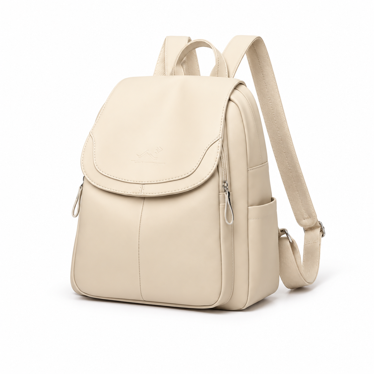 Elegant Cream Flap Backpack For Women