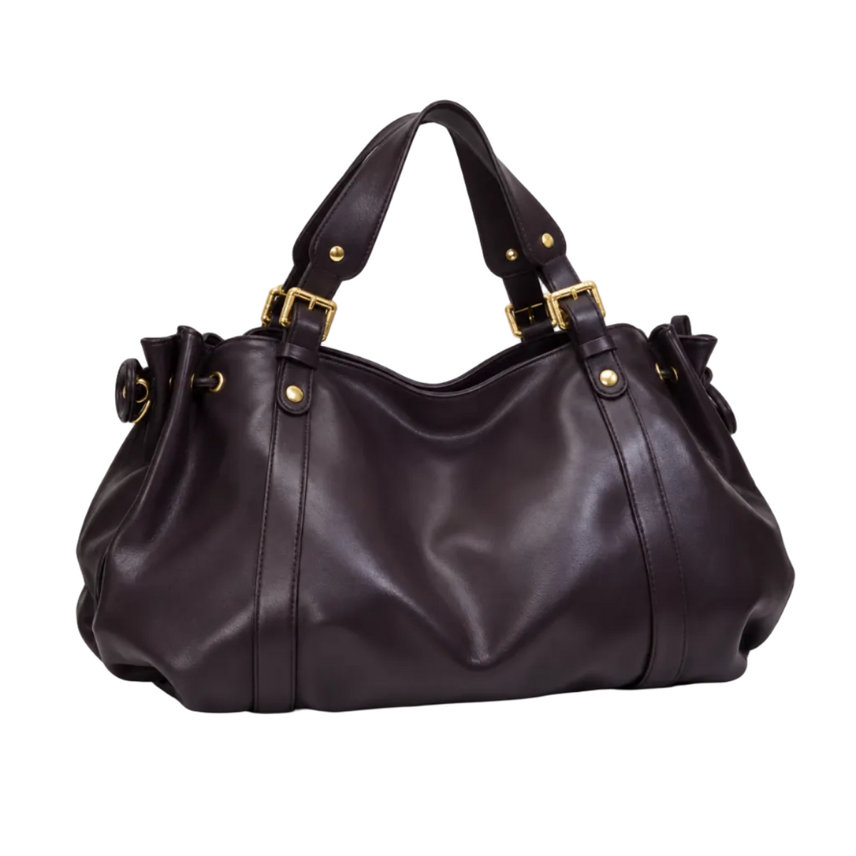 Elegant Slouchy Handbag With Buckle Handles