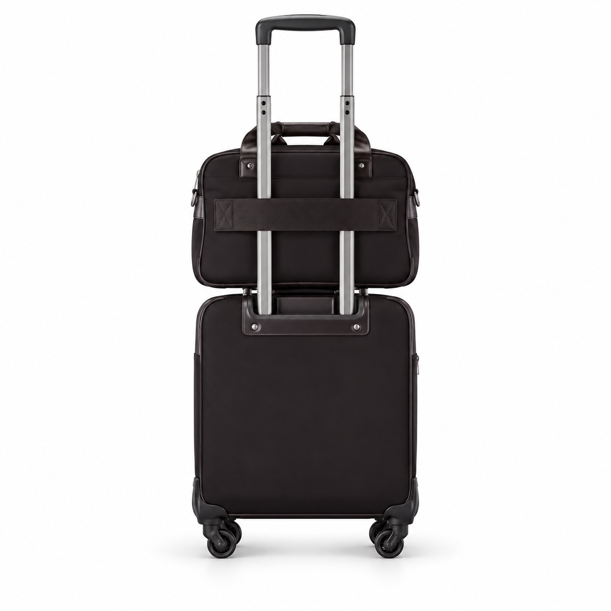 Black Leather Trolley And Tote Set