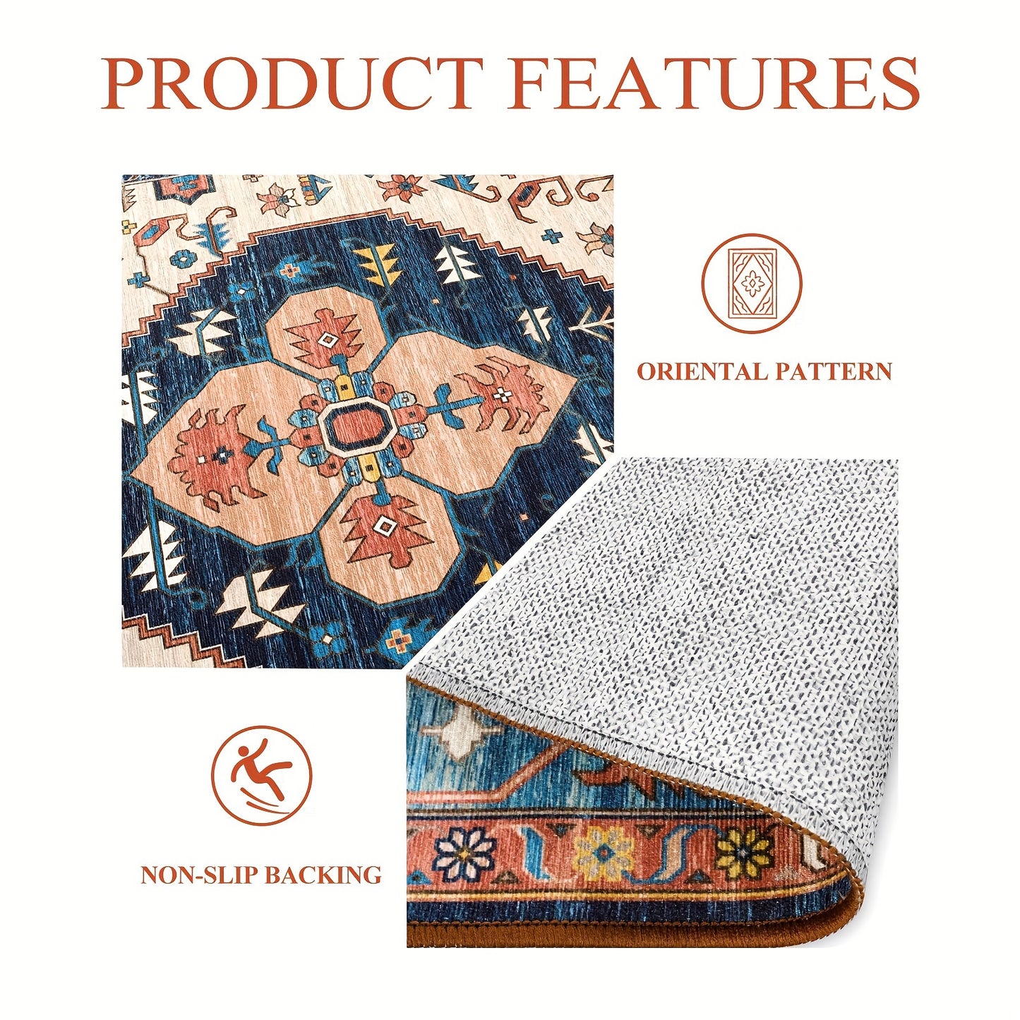 [Vintage Boho Carpet] Colorful Polyester Vintage Boho Washable Mat Runner | Floral & Geometric Design, Perfect for Hallways, Kitchens, Bedrooms, and Entryways Rugs