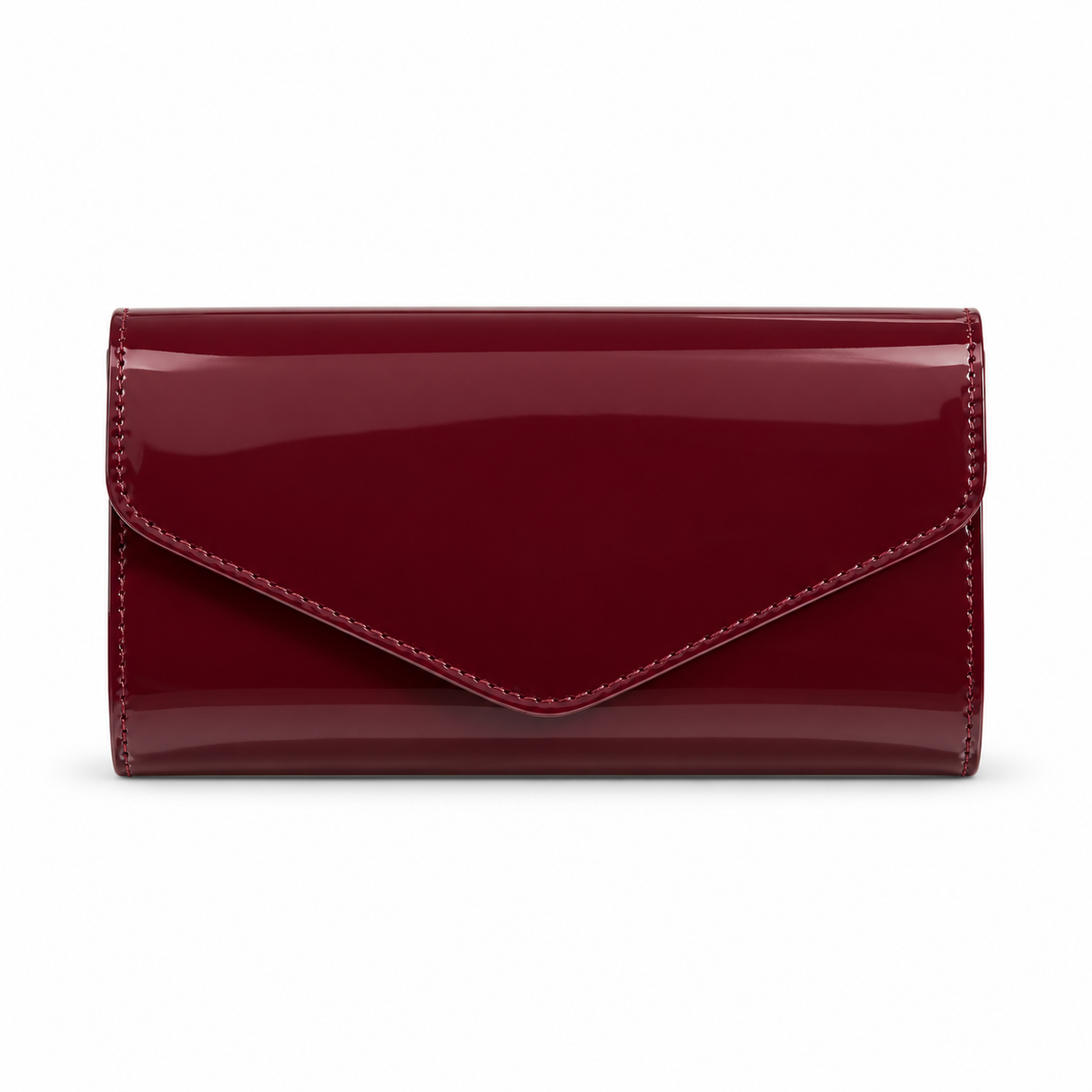 Glossy Burgundy Patent Envelope Clutch Bag