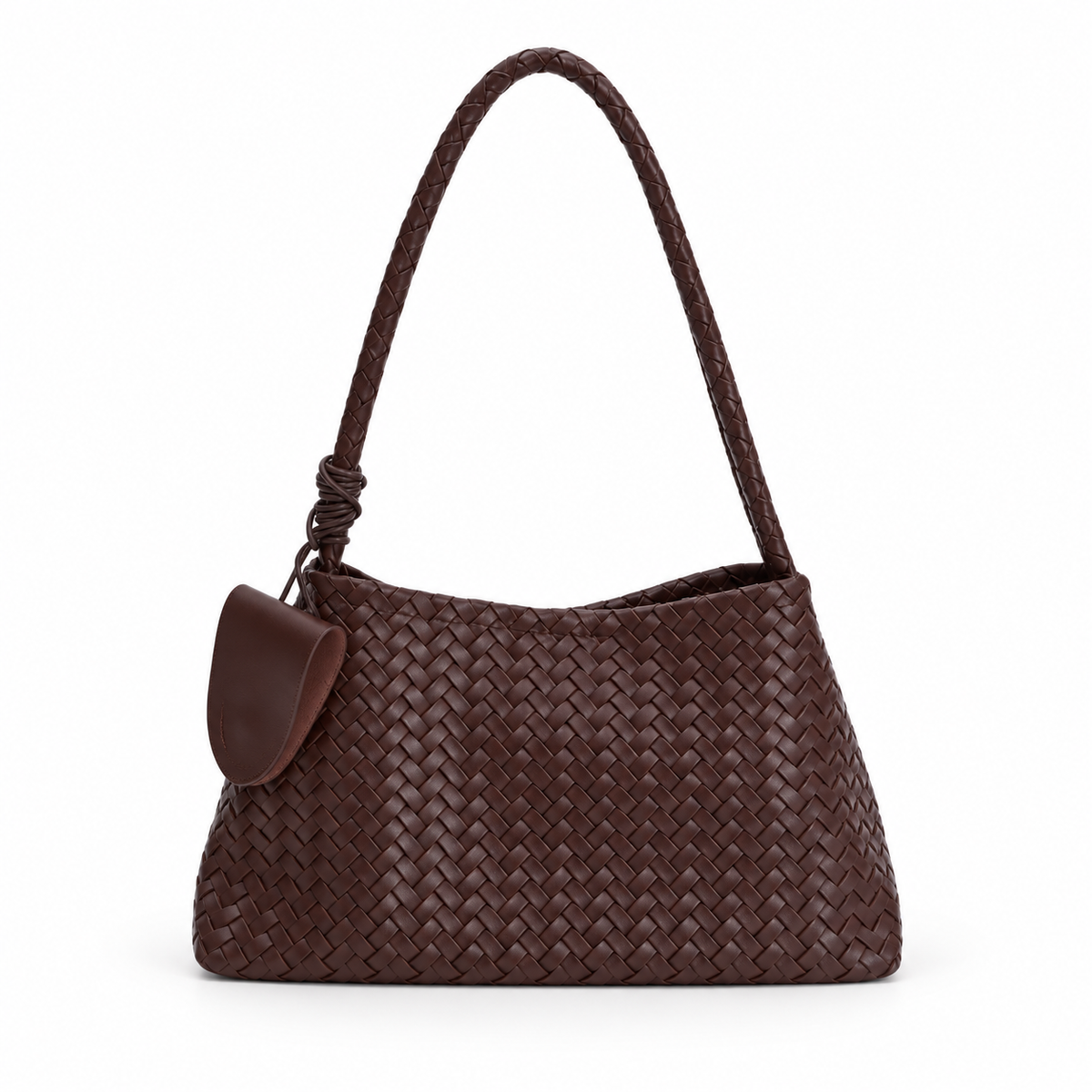Chocolate Brown Woven Shoulder Bag Set