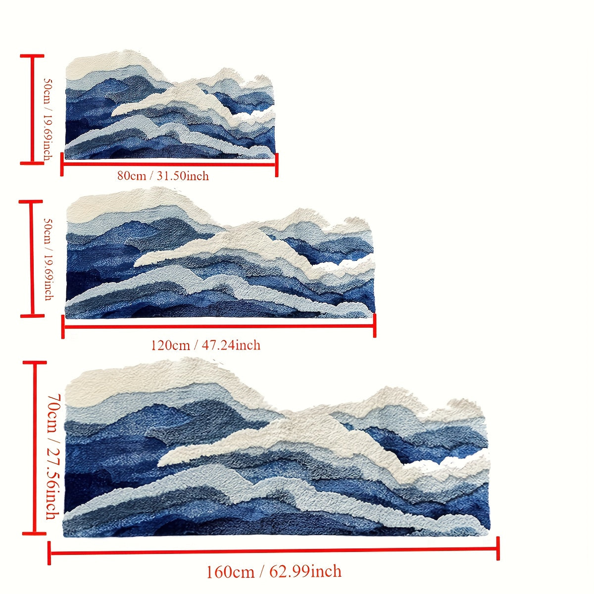 Ultra-Soft Blue Ocean Wave Tufted Rug - Thick, Non-Slip TPR Backing, Absorbent for Bathroom & Living Room Decor