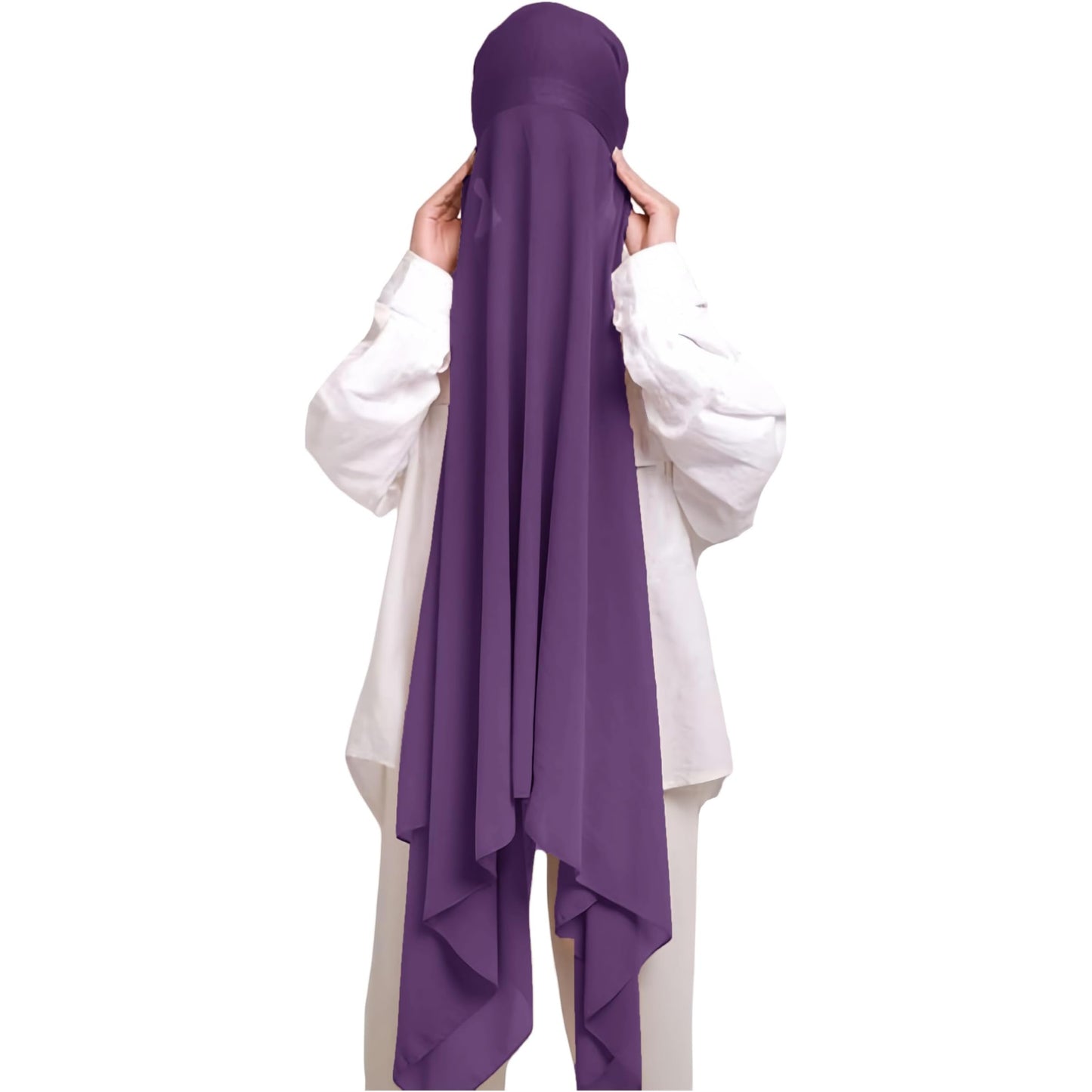 Instant Hijab Khimar Abaya - Elegant Islamic Prayer Veil with Tie Back Undercap, Lightweight Chiffon Fabric for Women, Quick Setup Modest Clothing for Travel, Work, Everyday