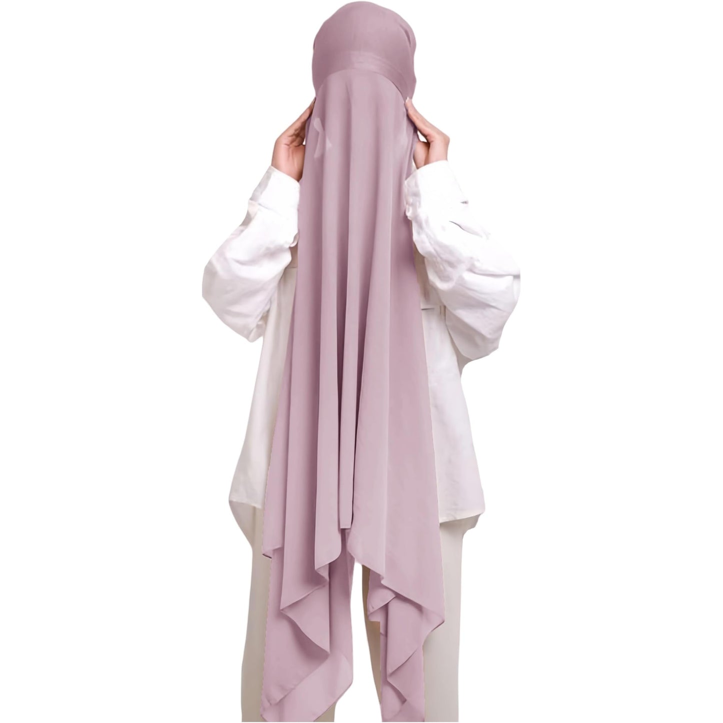 Instant Hijab Khimar Abaya - Elegant Islamic Prayer Veil with Tie Back Undercap, Lightweight Chiffon Fabric for Women, Quick Setup Modest Clothing for Travel, Work, Everyday