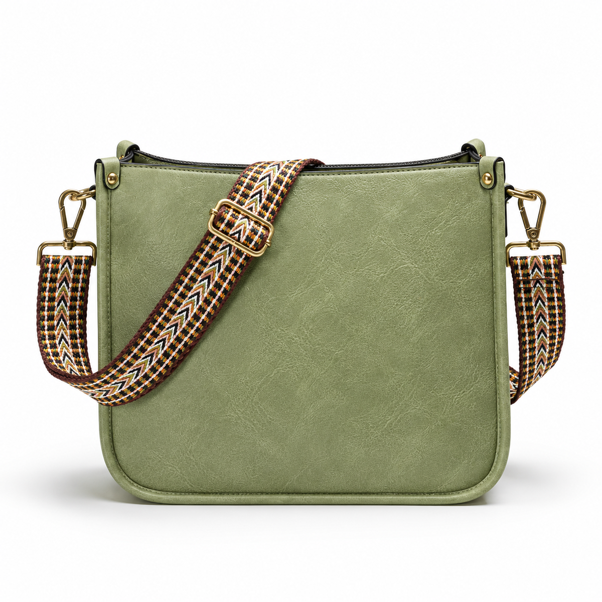 Olive Green Cow Print Crossbody Bag