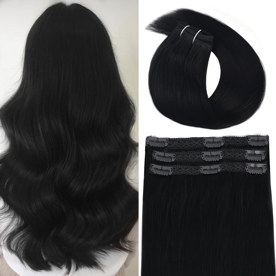 12-16 Inch Real Hair Clip In Hair Extensions Real Hair Clips Invisible Hair Extensions 3pcs/Pack, Real Hair Wigs, Hair Extensions For Women