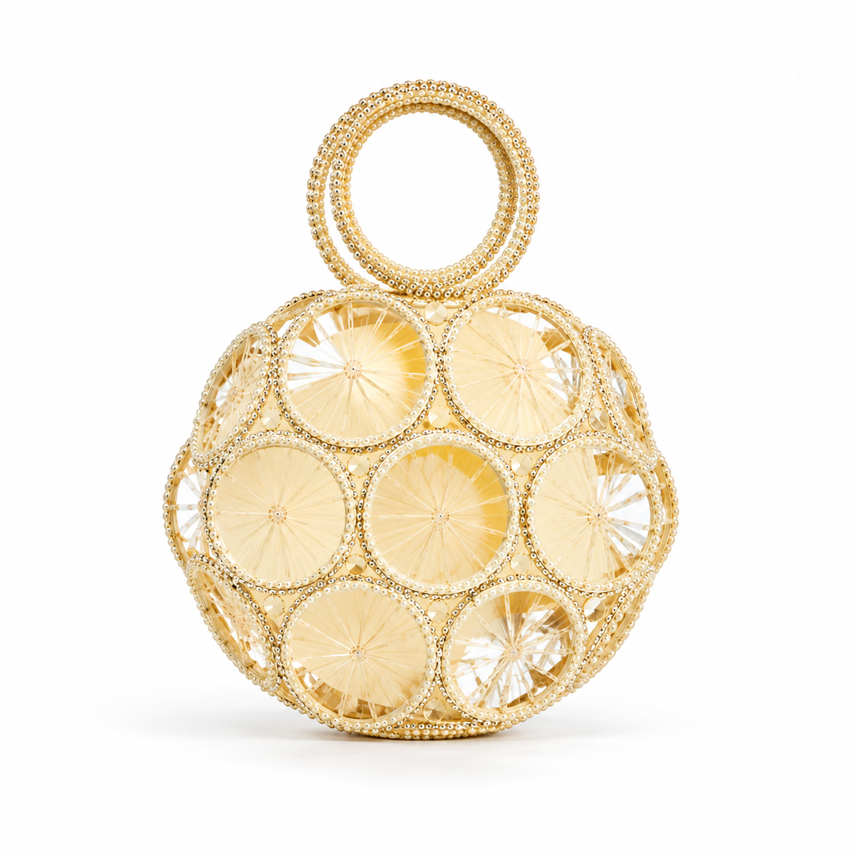 Golden Crystal Orb Evening Clutch Bag