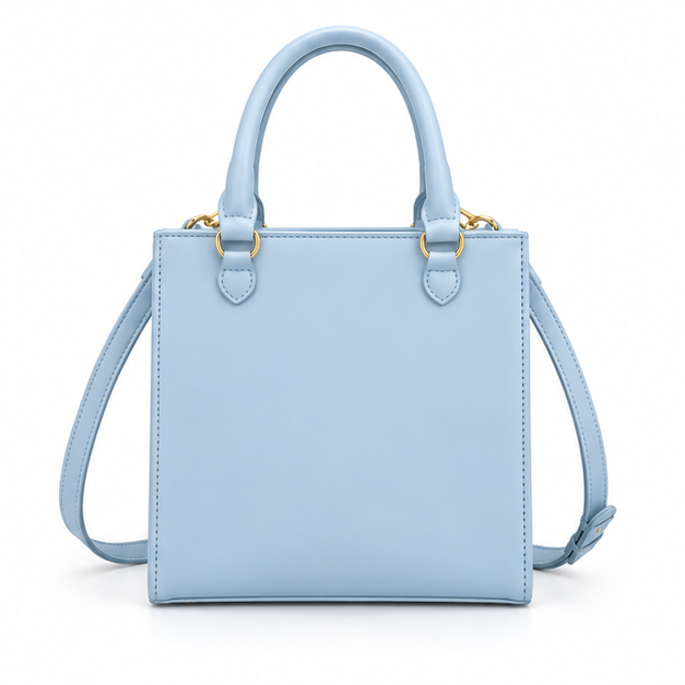 Ice Blue Artistic Face Structured Tote Handbag