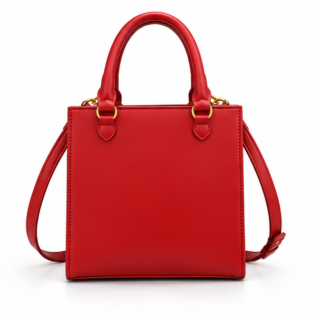 Red Artistic Face Structured Tote Handbag