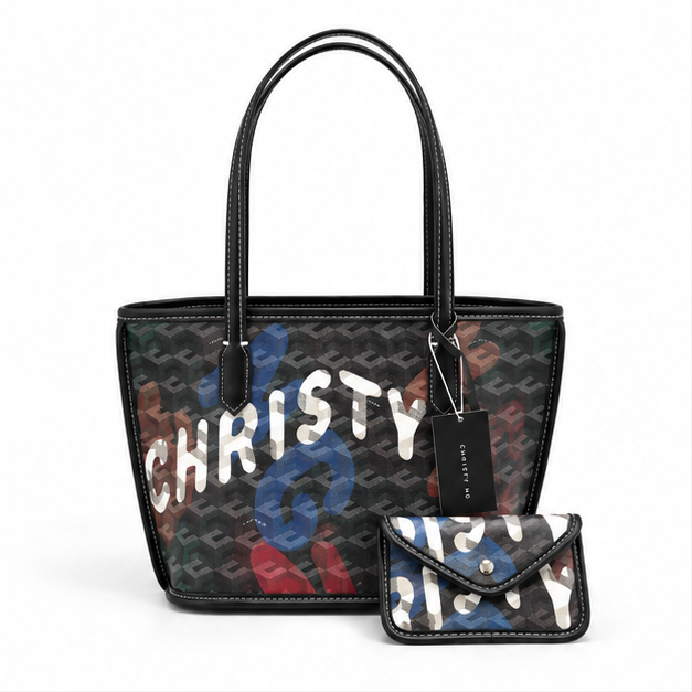Graffiti Print Tote Bag With Pouch