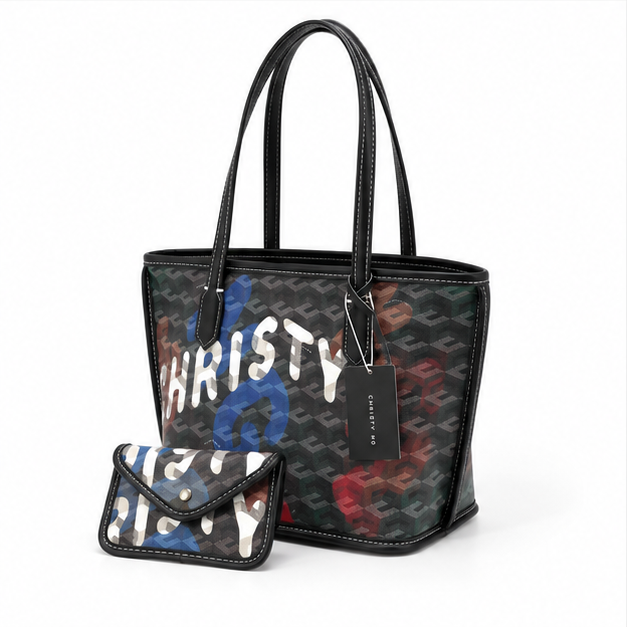 Graffiti Print Tote Bag With Pouch