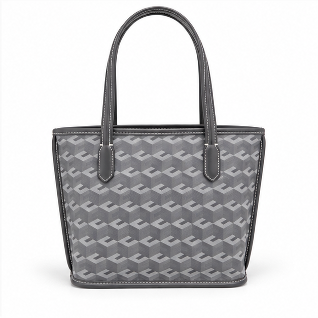 Grey Monogram Tote With Matching Pouch